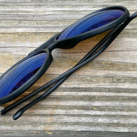 Classic Optical Sunglasses Black Frame Blue Mirror Lenses Unisex Eye Wear Shades main image 9